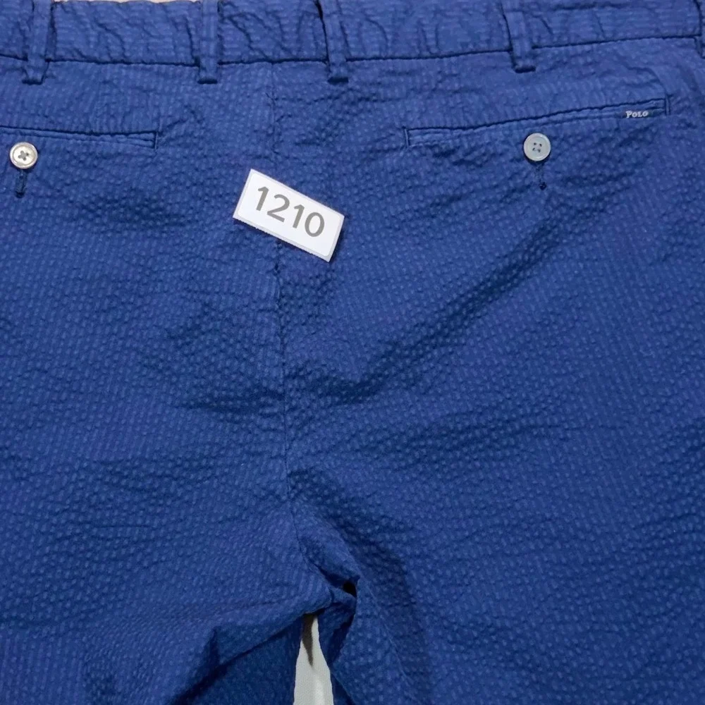 Polo Ralph Lauren Seersucker Shorts Men 36 Blue Stretch Straight Early 2010